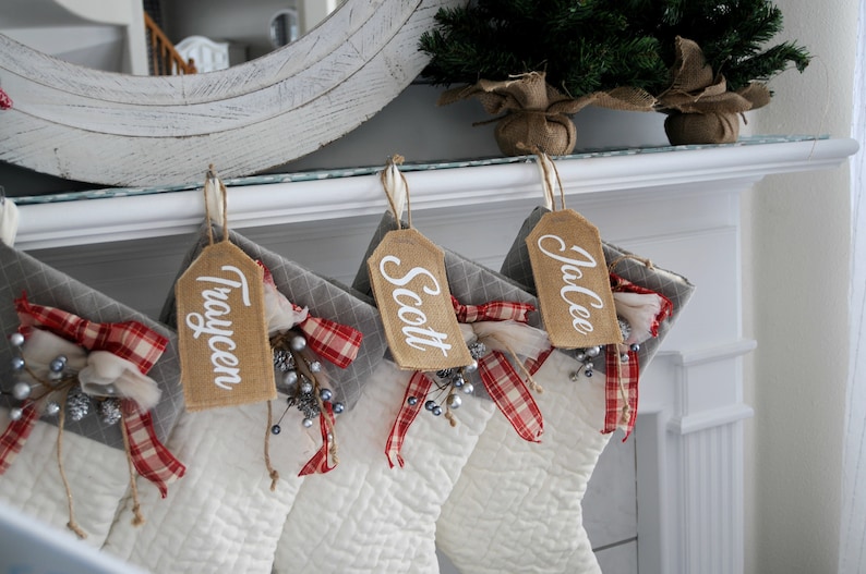 Stocking Name Tags Personalized Tags Large Christmas - Etsy