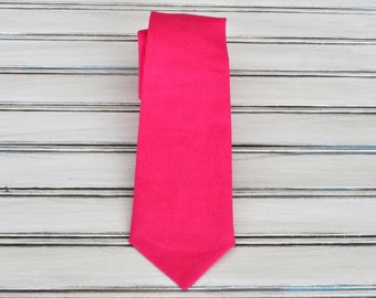 Hot Pink Linen Tie for Men, Youth, Boys, Fathers Day Gift