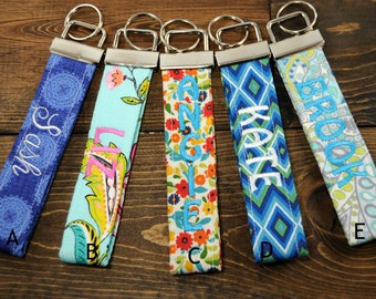 Monogram Wristlet Key Fob: Personalized Printed Keychain, Christmas Gift
