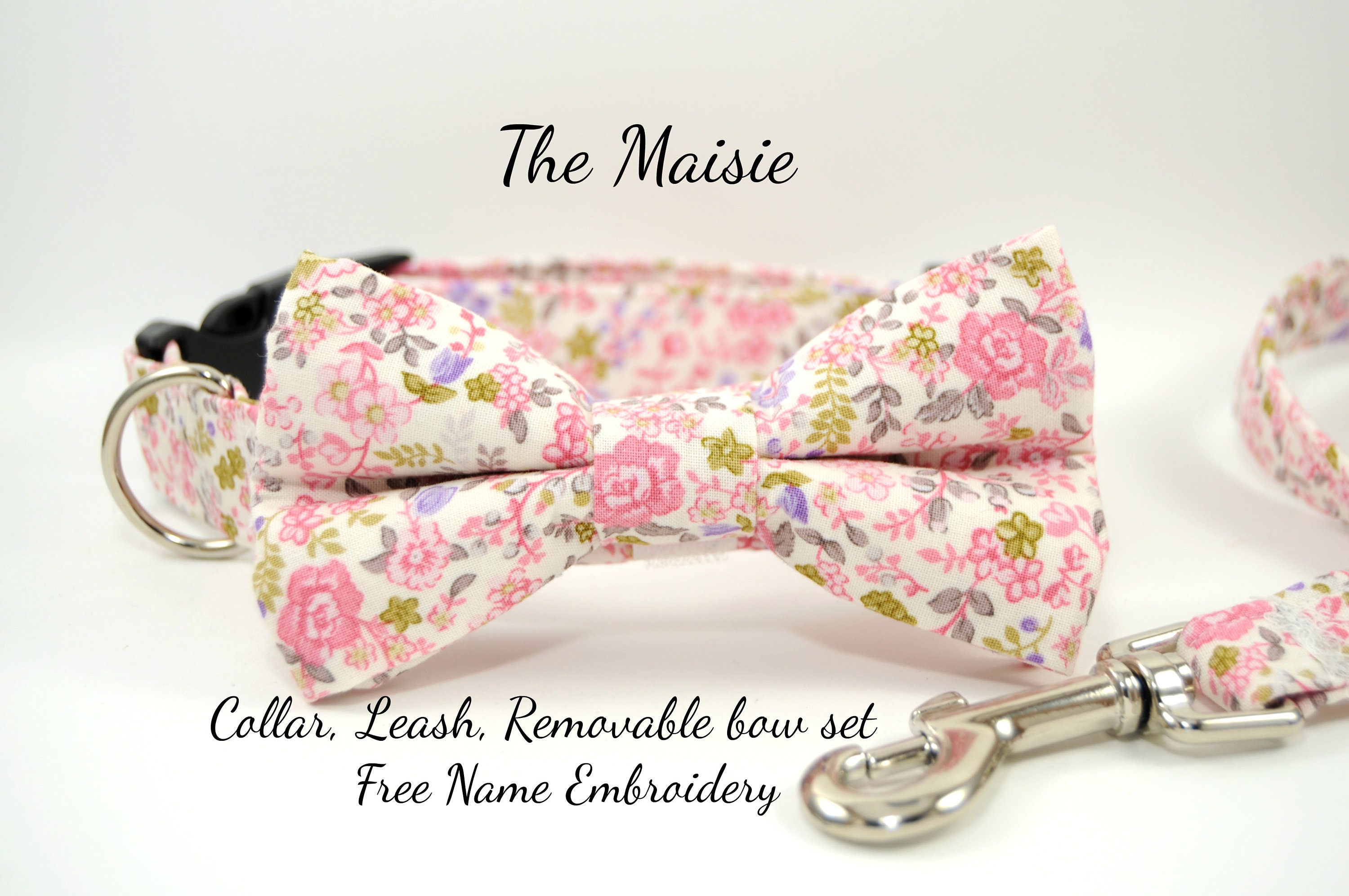 Dog Collar Personalized Collar with Name Collar Bow Tie Etsy Nederland