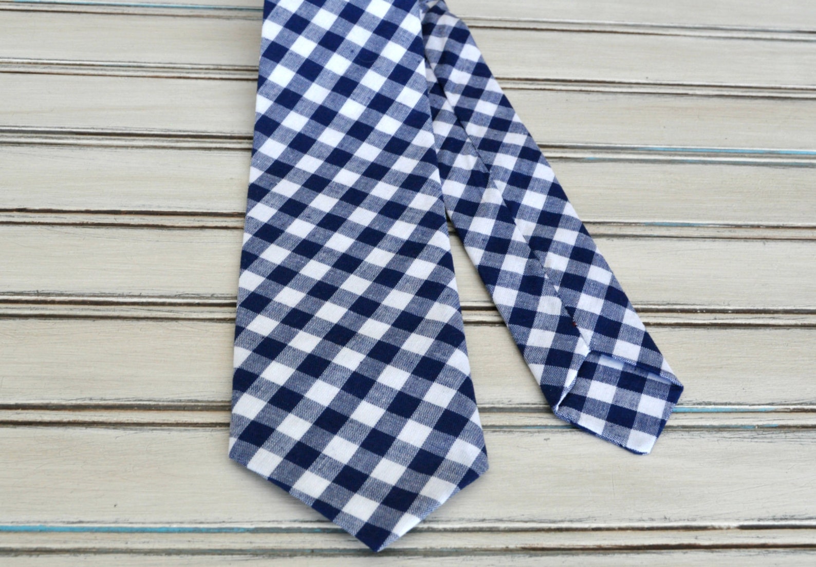 Navy Blue Gingham Tie for Men Youth Boys Fathers Day Gift Etsy
