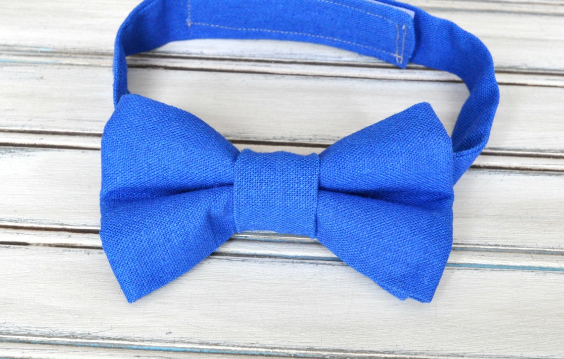 Linen Royal Blue Bow Tie and Suspenders for Men Youth Boys Etsy