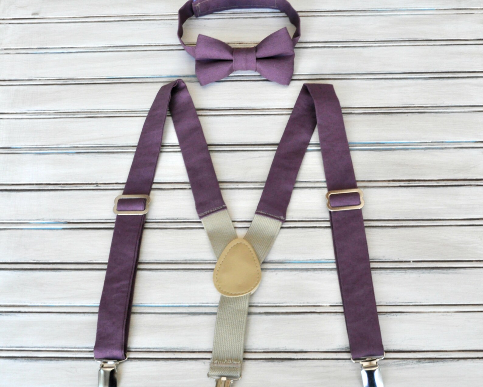 Plum Linen Bow Tie and Suspenders for Men Youth Boys Etsy