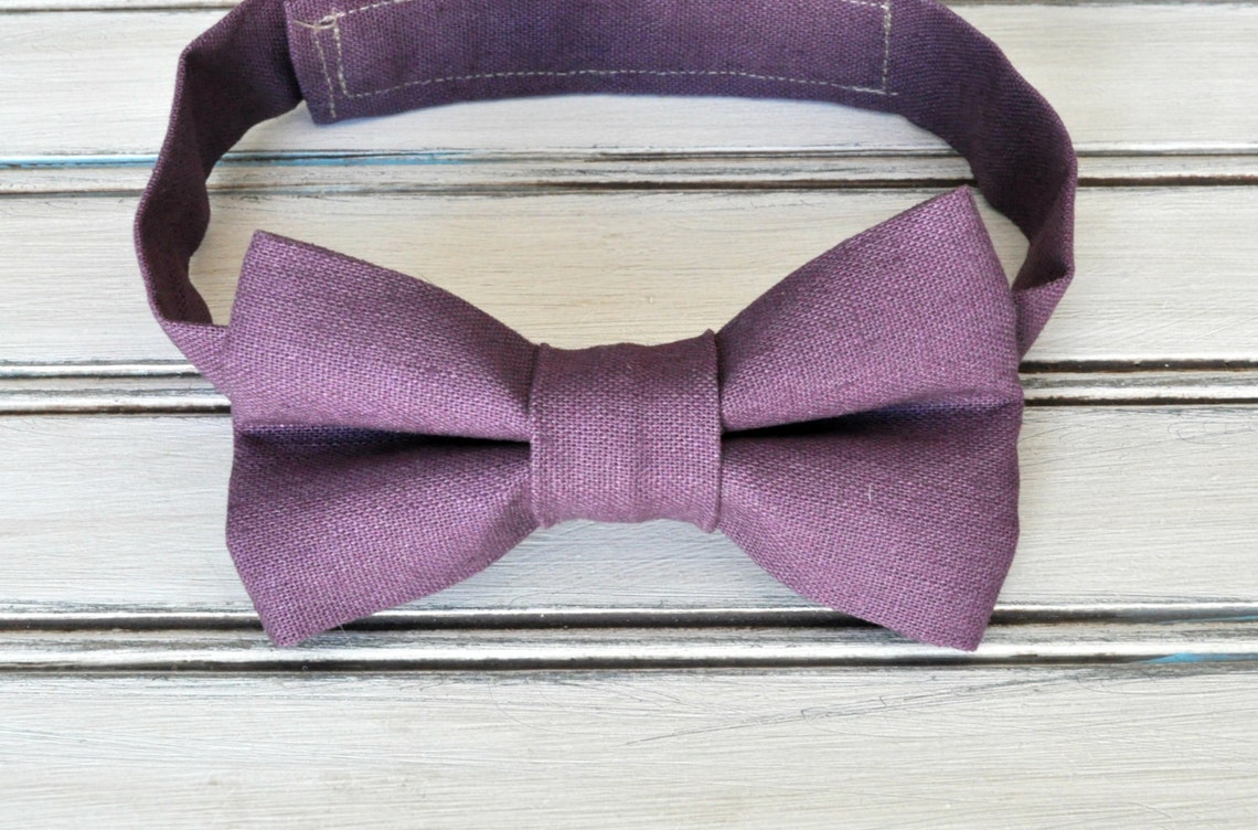 Plum Linen Bow Tie and Suspenders for Men Youth Boys Etsy