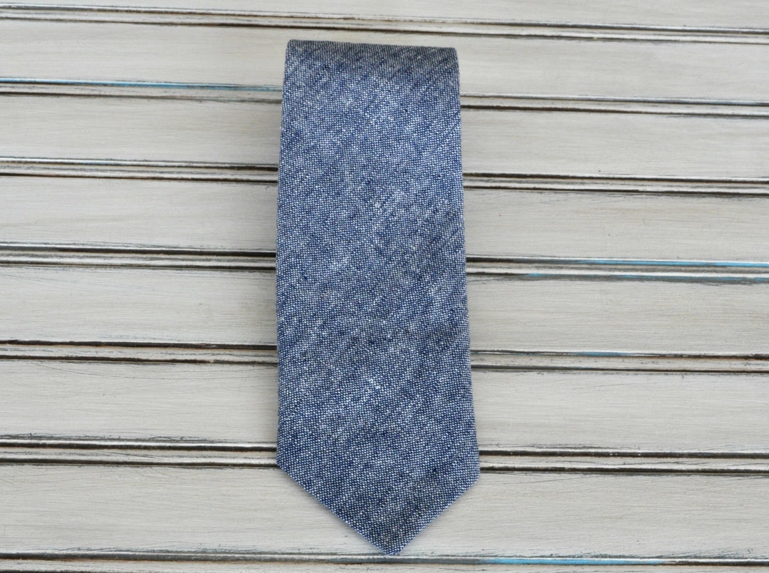 Blue Denim Linen Tie for Men Youth Boys Tie for Groomsmen - Etsy