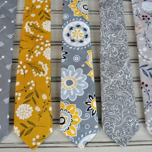 Skinny Tie, Bow Tie, or Necktie, Gray, Mustard, PInk blush,   Ring Bearer, Prom, All Sizes,