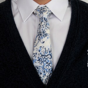 Floral Cotton Tie: Blush, Rose, Sage, Blue - All Sizes