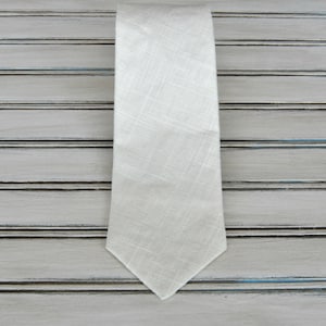 Handmade Cream Linen Tie: Skinny Tie for Men, Youth, Boys
