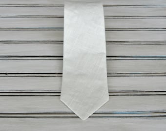 Cravate en lin crème faite main : cravate fine pour homme, jeune et garçon