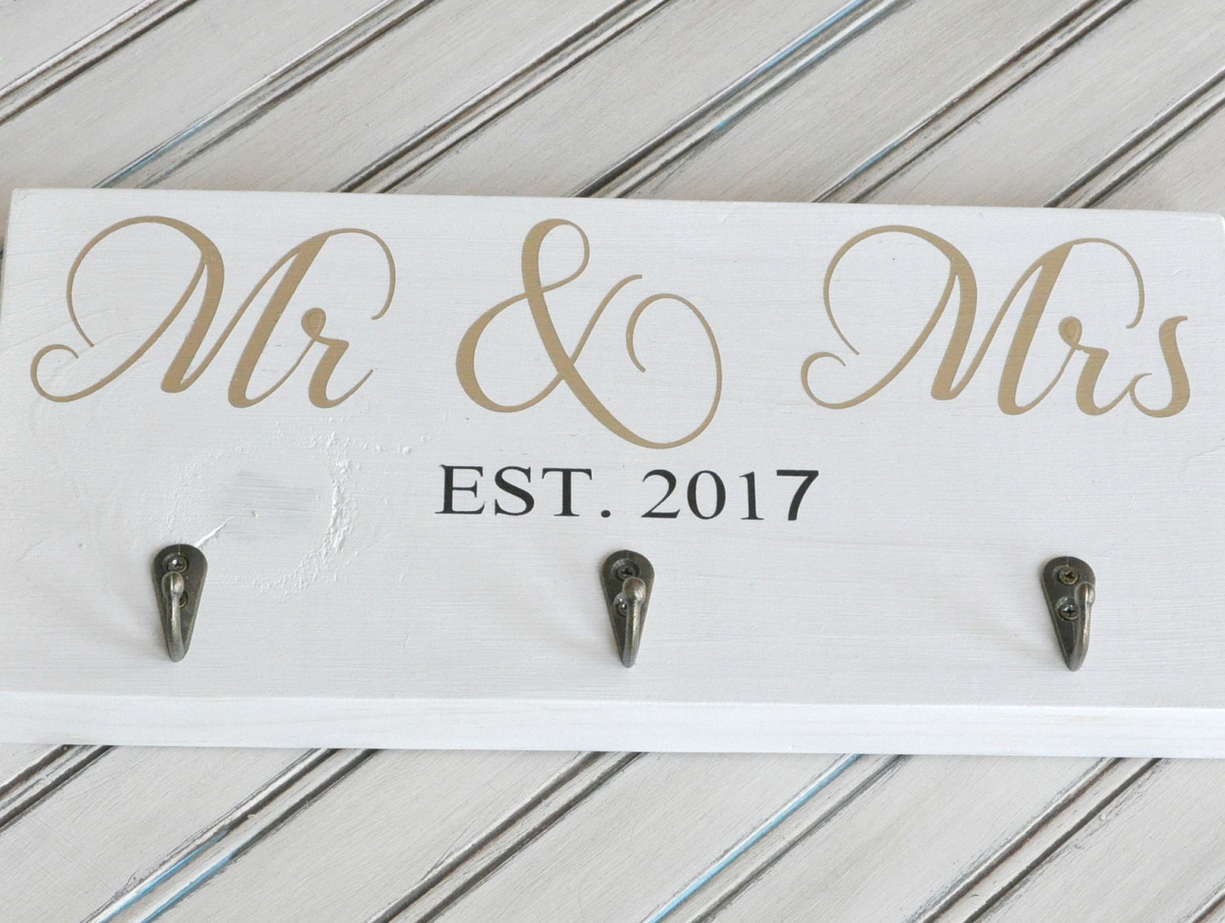 Mr & Mrs Key Holder Key Hooks Custom Wedding Gift Wall Key Etsy