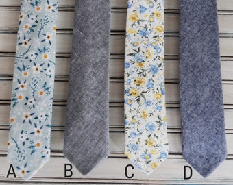 Floral skinny ties, Linen skinny ties, Regular ties, bow and suspender sets for Wedding, Prom, Grromsan, ringbearer, All sizes.