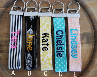 Monogram Key Fob Wristlet: Personalized Fabric Key Lanyard