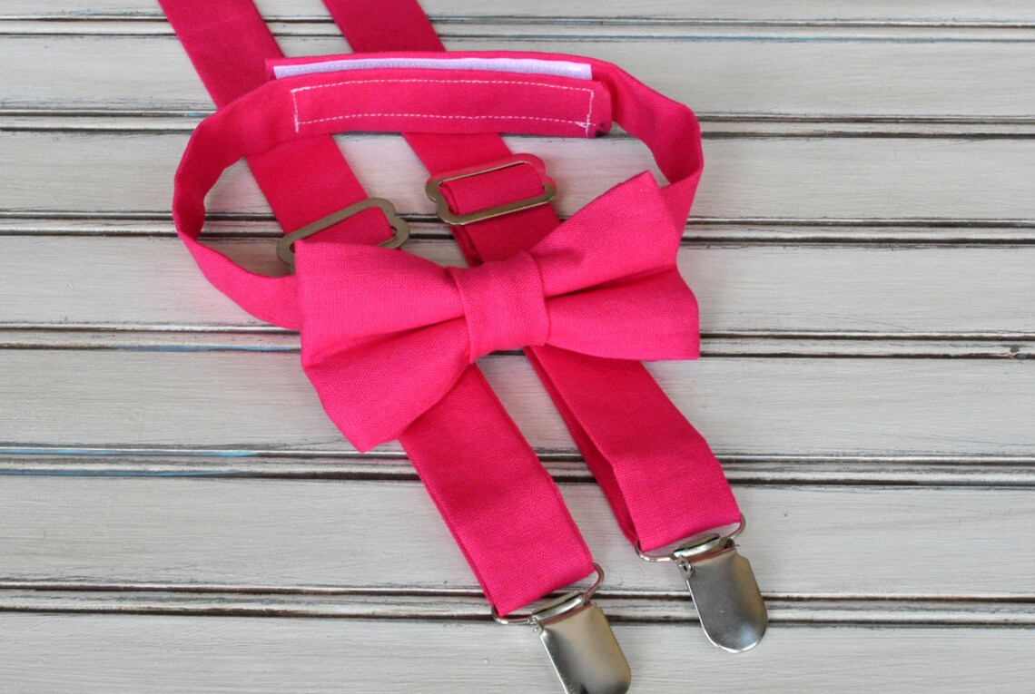 Hot Pink Bow Tie and Suspenders Hot Pink Skinny Tie Hot Pink Etsy