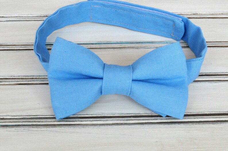 Blue Linen Bow Ties Ties and Suspenders for Boys Youth Etsy