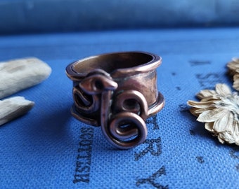 Oxidized Viking inspired copper ring, rustic jewellery, best friend gifts