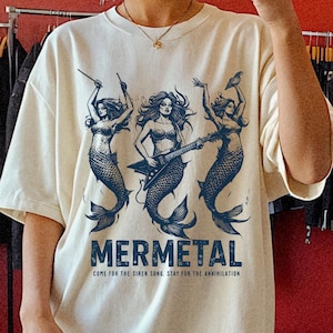 Heavy Metal Mermaid Shirt, Beach Tshirt, Ocean Tee, Beachy Sea Shirt, Siren T-shirt, Summer Grunge Shirt, Goth Sea Goddess Tee, Feminist Tee