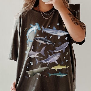 Shark Shirt, Retro Sea Life Shirt, Great White Shark Tshirt, Save the Ocean, Shark Apparel, Shark Lover Gift, Hammerhead, Beach Tee