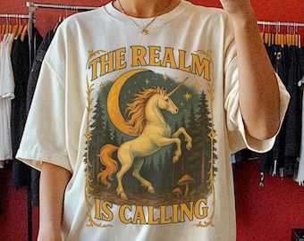 Fantasy Shirt, Unicorn Shirt, Renaissance Gothic Tee, Fairycore Tshirt, Book Lover Gift, Vintage Unicorn T-shirt, Magical Celestial Shirt