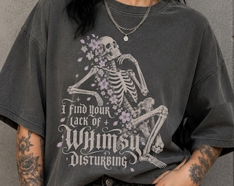 Skeleton Shirt, Whimsigoth Tee, Dark Academia Floral Shirt, Witchy Gothic Comfort Colors, Dark Humor Gift