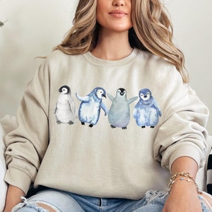 Penguin Sweatshirt, Baby Penguin, Penguin Lover Gift, Bird Sweater, Cute Crewneck, Cozy Sweatshirt, Animal Lover gift, Penguin Babies Shirt