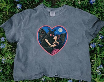 Mothman Shirt, Cute Cryptid Crop Top, Supernatural Folk Horror Tee