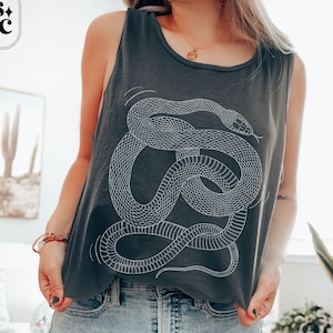 Yoga Tank, Snakes Shirt, Yogi Gift, Comfort Colors Tank Top, Meditation Shirt, Goth Goblincore, Whimsigoth Tee, Serpent Tshirt, Zen Clothes