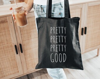 Pretty Pretty Pretty Good, Borsa riutilizzabile in tela di cotone, Borsa tote Curb Fan, Borsa divertente per l'entusiasmo, Regalo Larry, Regalo cultura pop