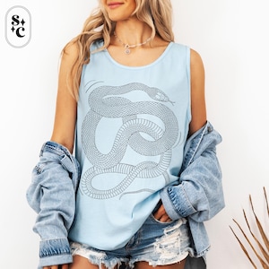 Yoga Tank, Snakes Shirt, Yogi Gift, Comfort Colors Tank Top, Meditation Shirt, Goth Tank Top, Goblincore Shirt, Whimsigoth Tee, Serpent Tshirt, Zen Clothes, Snake Lover Gift, ALT Clothes