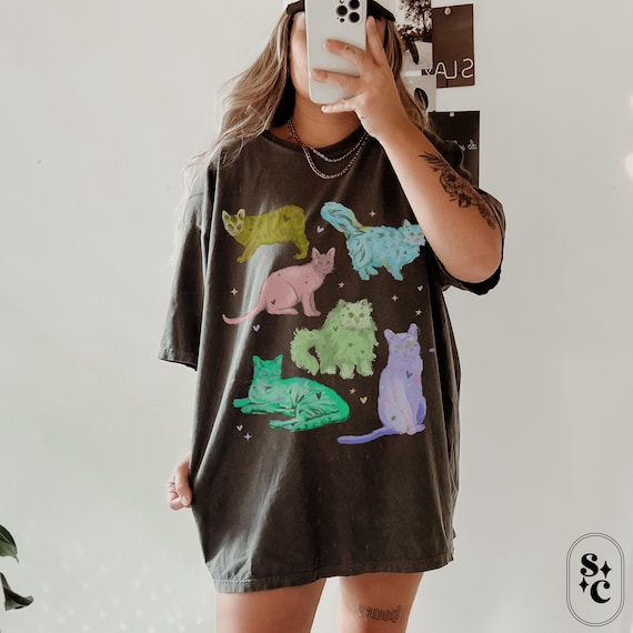 Pastel Goth Cat Shirt, Whimsigoth Shirt, Mystical Cat Shirt, Comfort Colors, Creepy Cute Tshirt, Spooky Season Tee, Artsy Tee, Witchy Tshirt