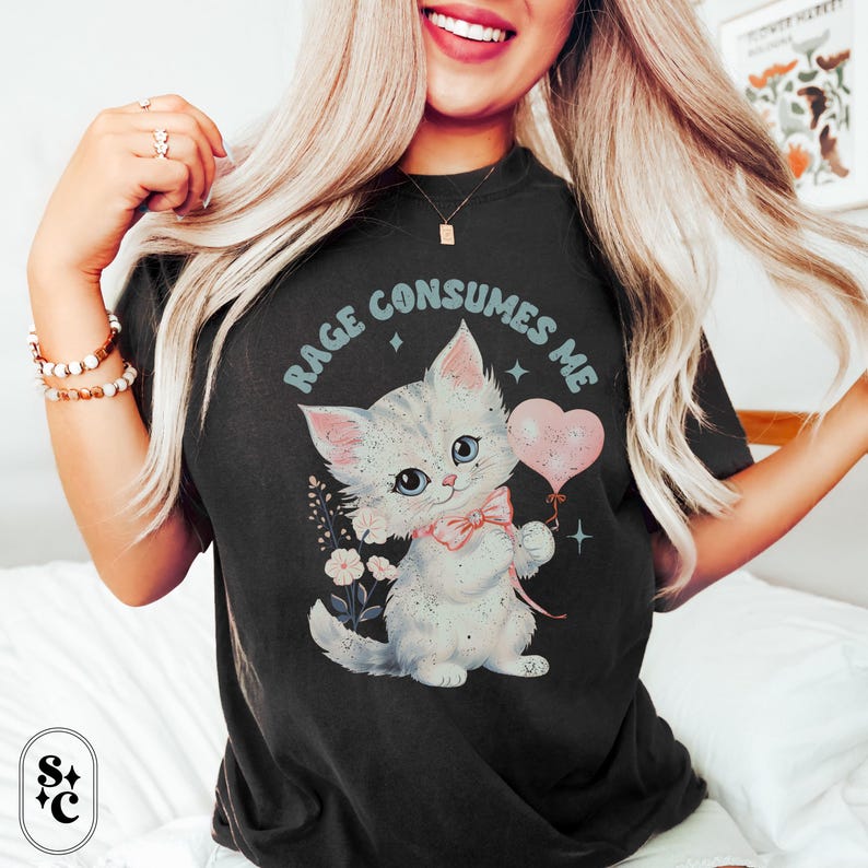 Weird Cat Shirt, Dark Humor Tee, Trendy Comfort Colors, Wierdcore Tshirt, Feminist T-shirt, Riot Grrrl Tee, Pastel Goth Shirt, Cat Meme Shirt, Coquette Cat Shirt,Funny Mental Health Tee, Unhinged Shirt