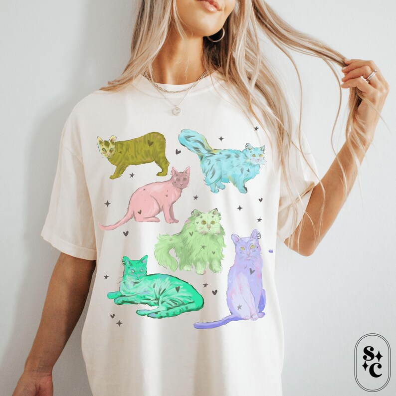 Pastel Goth Cat Shirt, Whimsigoth Shirt, Mystical Cat Shirt, Comfort Colors, Creepy Cute Tshirt, Spooky Season Tee, Artsy Tee, Witchy Tshirt,Pastel Goth Shirt, Cat Lover Gift, Oversized Shirt