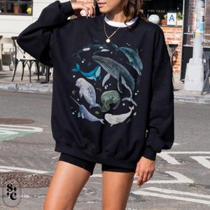 Ocean Beach Sweatshirt, Whale Shark Sweater, Manatee, Beachy Watercolor Sweatshirt, Ocean Lover Crewneck, Coastal Vibes Shirt, Coconut Girl, Fisherman Aesthetic, Beach Bum Sweatshirt, Marine Biology Sweatshirt, Sea Life Sweatshirt