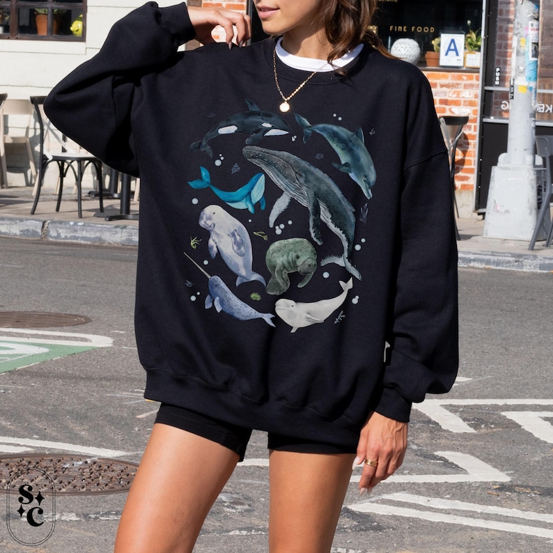 Ocean Beach Sweatshirt, Whale Shark Sweater, Manatee, Beachy Watercolor Sweatshirt, Ocean Lover Crewneck, Coastal Vibes Shirt, Coconut Girl, Fisherman Aesthetic, Beach Bum Sweatshirt, Marine Biology Sweatshirt, Sea Life Sweatshirt