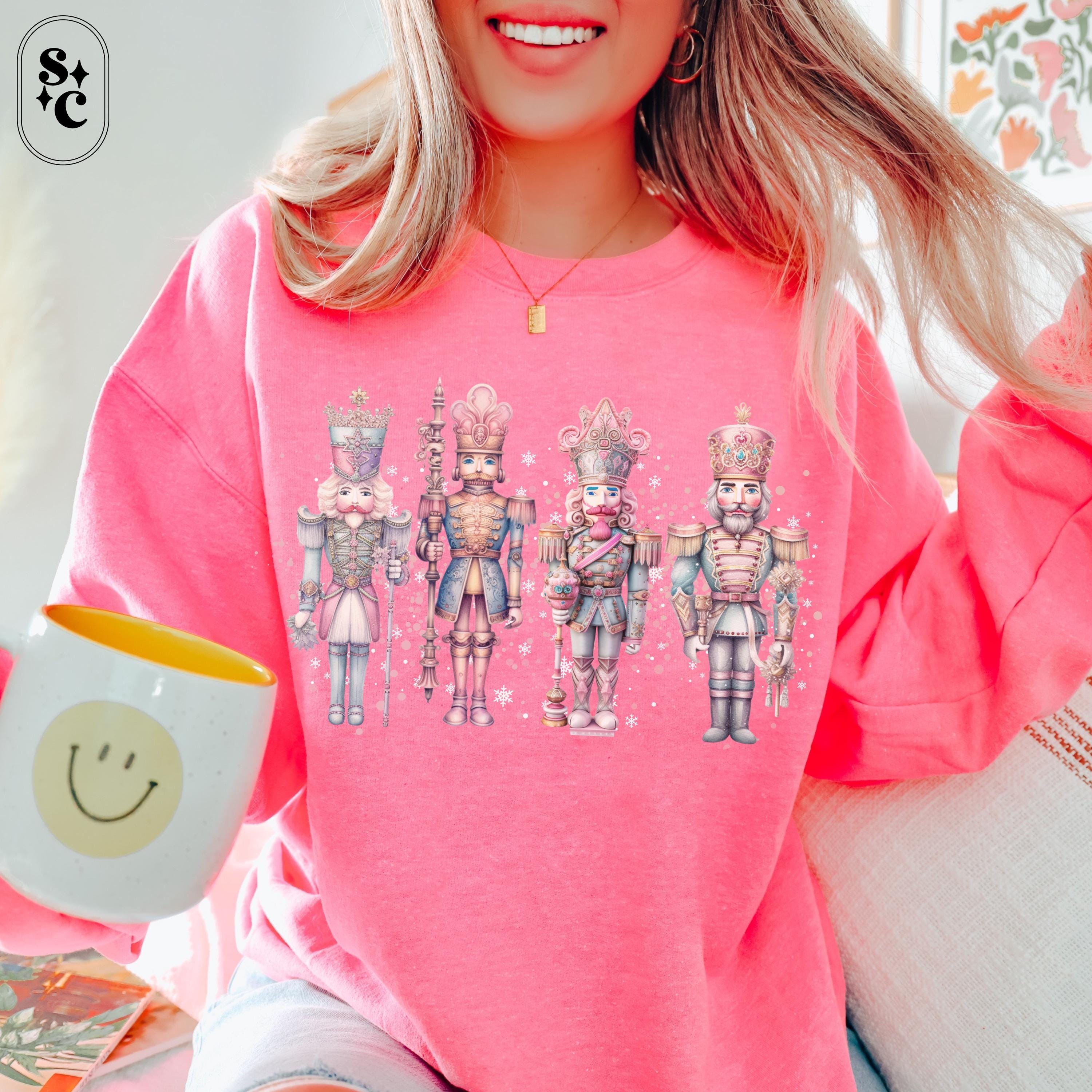 Pink Nutcracker Sequin Sleeve Patchwork Graphic Sweatshirt main image 1