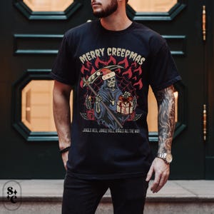 Creepmas Shirt, Creepy Christmas Tshirt, Dark Goth Christmas Shirt, Gothmas Tee, Spooky Xmas Shirt, Funny Grim Reaper Holiday Shirt, Heavy Metal Christmas, Metalhead Shirt, Grunge Holiday Shirt, Comfort Colors