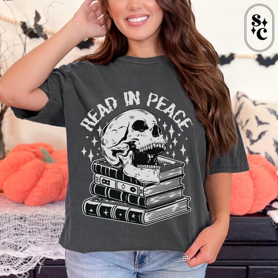 Halloween Reading Shirt, Teacher Halloween Tshirt, Skeleton Book Read, Funny Reading Tee, Spooky Bookish Gift, Classroom Halloween Shirt