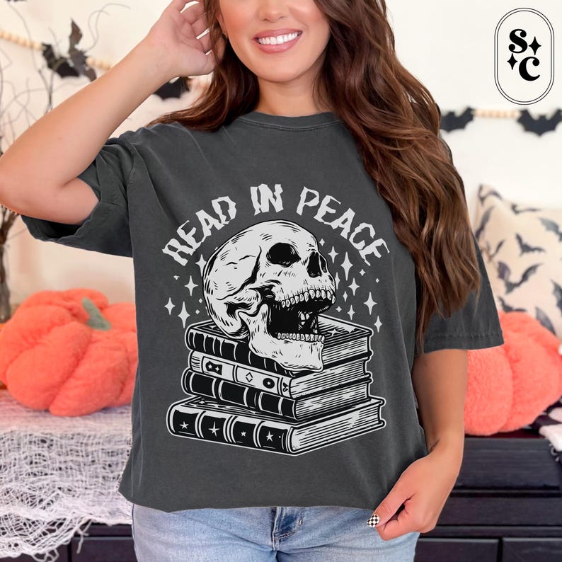 Halloween Reading Shirt, Teacher Halloween Tshirt, Skeleton Book Read, Funny Reading Tee, Spooky Bookish Gift, Classroom Halloween Shirt, Comfort Colors, Plus Size Halloween
