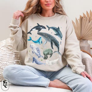Ocean Beach Sweatshirt, Whale Shark Sweater, Manatee, Beachy Watercolor Sweatshirt, Ocean Lover Crewneck, Coastal Vibes Shirt, Coconut Girl, Fisherman Aesthetic, Beach Bum Sweatshirt, Marine Biology Sweatshirt, Sea Life Sweatshirt