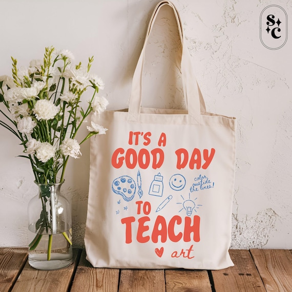 Art Teacher Gift, Art Teacher Tote Bag, Art Teacher Appreciation Gift, Cute Cotton Canvas Bag, Art Teacher Gift Bag, New Art Teacher Gift