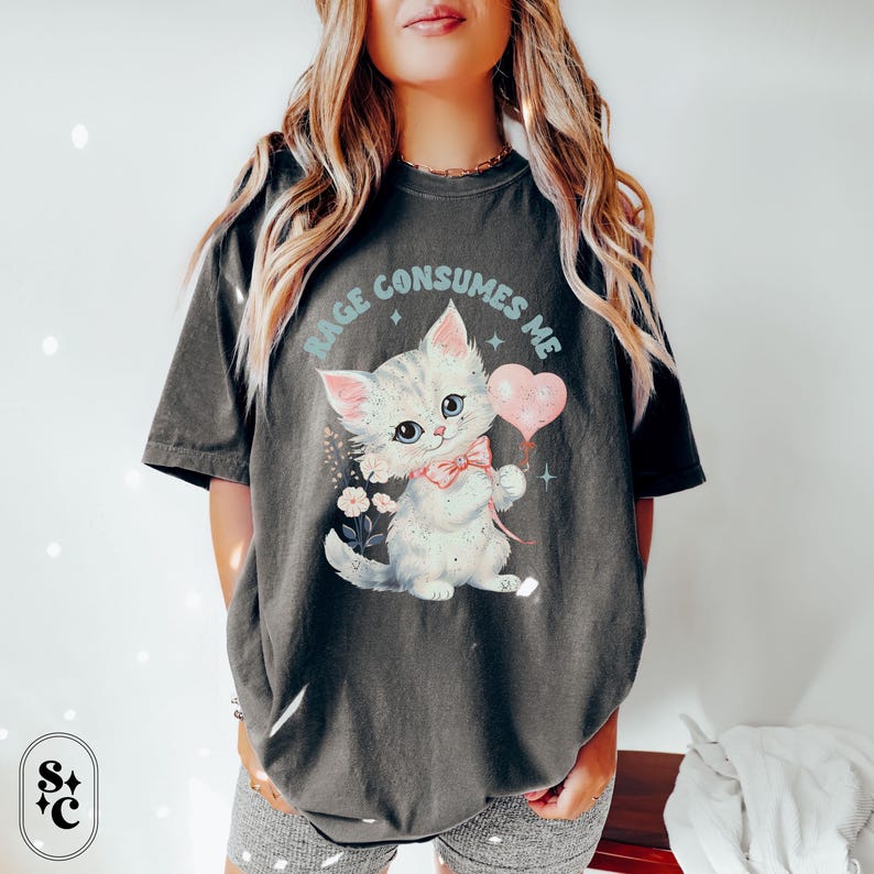Weird Cat Shirt, Dark Humor Tee, Trendy Comfort Colors, Wierdcore Tshirt, Feminist T-shirt, Riot Grrrl Tee, Pastel Goth Shirt, Cat Meme Shirt, Coquette Cat Shirt,Funny Mental Health Tee, Unhinged Shirt