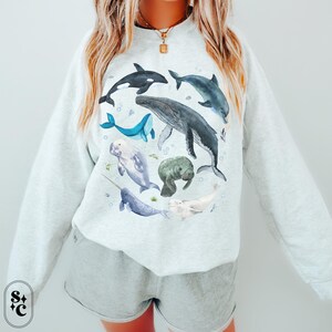 Ocean Beach Sweatshirt, Whale Shark Sweater, Manatee, Beachy Watercolor Sweatshirt, Ocean Lover Crewneck, Coastal Vibes Shirt, Coconut Girl, Fisherman Aesthetic, Beach Bum Sweatshirt, Marine Biology Sweatshirt, Sea Life Sweatshirt