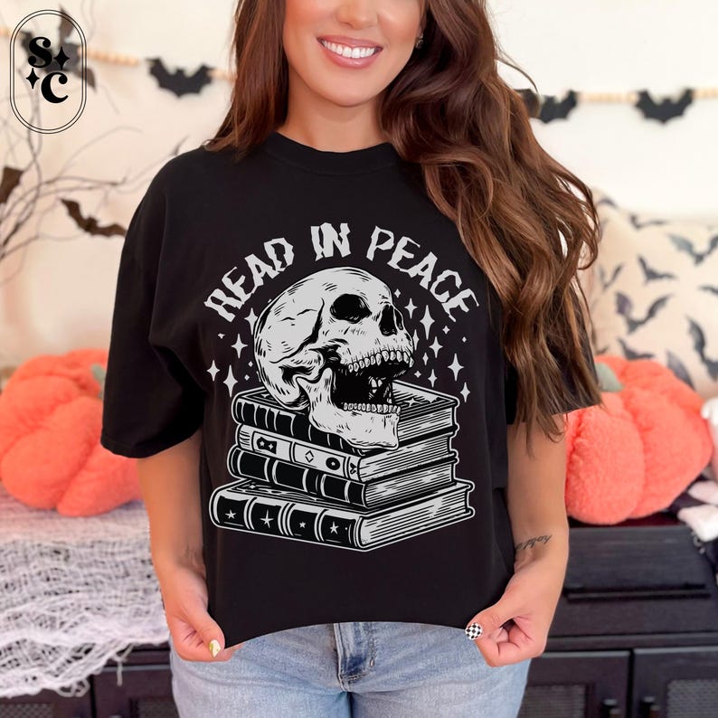Halloween Reading Shirt, Teacher Halloween Tshirt, Skeleton Book Read, Funny Reading Tee, Spooky Bookish Gift, Classroom Halloween Shirt, Comfort Colors, Plus Size Halloween
