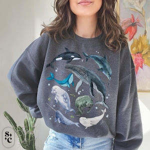 Ocean Beach Sweatshirt, Whale Shark Sweater, Manatee, Beachy Watercolor Sweatshirt, Ocean Lover Crewneck, Coastal Vibes Shirt, Coconut Girl, Fisherman Aesthetic, Beach Bum Sweatshirt, Marine Biology Sweatshirt, Sea Life Sweatshirt