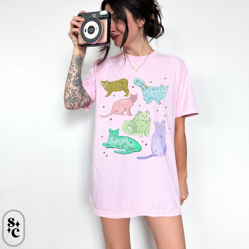 Pastel Goth Cat Shirt, Whimsigoth Shirt, Mystical Cat Shirt, Comfort Colors, Creepy Cute Tshirt, Spooky Season Tee, Artsy Tee, Witchy Tshirt,Pastel Goth Shirt, Cat Lover Gift, Oversized Shirt