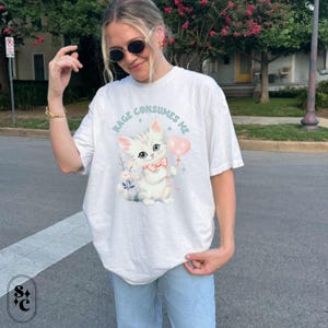Weird Cat Shirt, Dark Humor Tee, Trendy Comfort Colors, Wierdcore Tshirt, Feminist T-shirt, Riot Grrrl Tee, Pastel Goth Shirt, Cat Meme Shirt, Coquette Cat Shirt,Funny Mental Health Tee, Unhinged Shirt