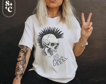 Riot Grrrl Shirt, Punk Rock Girl Tshirt, Riot Grrl T-shirt, Skull Shirt, Feminist Shirt, ALT Clothes, Rebel Girl Shirt, Grunge Tee