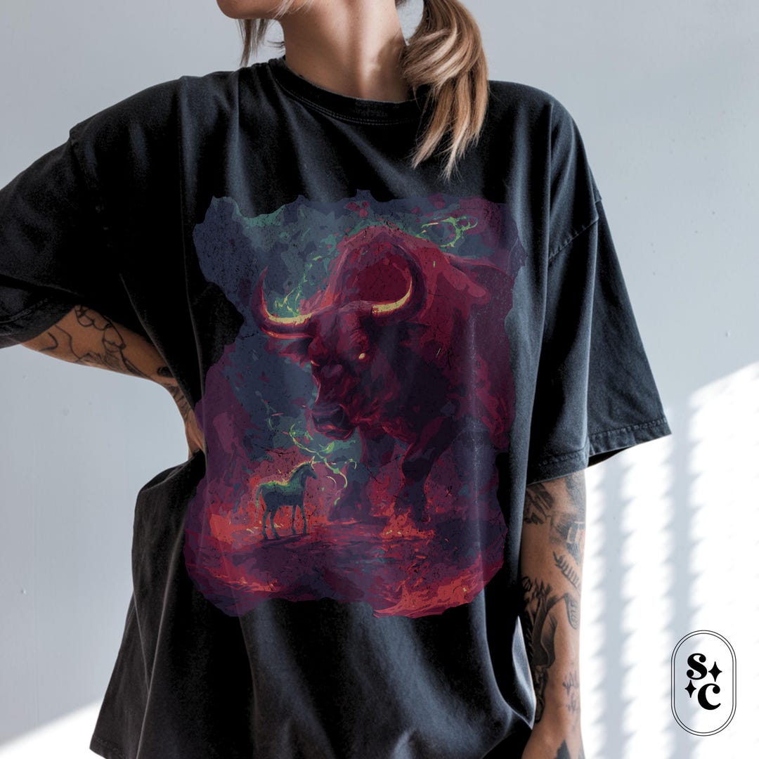Dark Fantasy Last Unicorn Shirt, Vintage 80s Fantasy Book Fan Tshirt, Red Mythical Fire Beast Bull Tee, Fantasy Reader Gift, Gothic Unicorn - Etsy