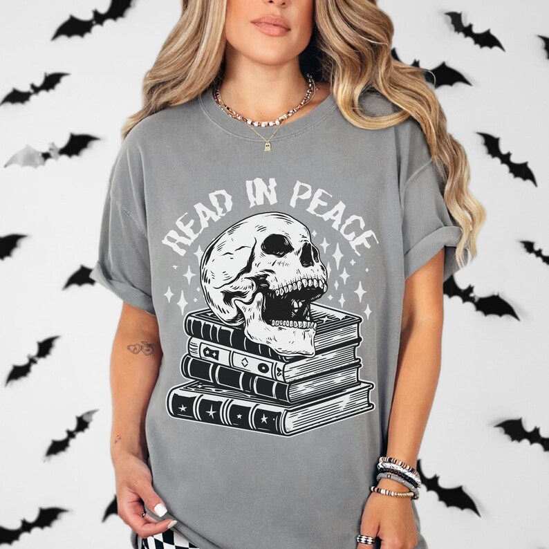 Halloween Reading Shirt, Teacher Halloween Tshirt, Skeleton Book Read, Funny Reading Tee, Spooky Bookish Gift, Classroom Halloween Shirt, Comfort Colors, Plus Size Halloween