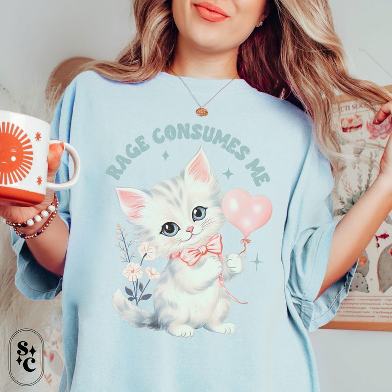 Weird Cat Shirt, Dark Humor Tee, Trendy Comfort Colors, Wierdcore Tshirt, Feminist T-shirt, Riot Grrrl Tee, Pastel Goth Shirt, Cat Meme Shirt, Coquette Cat Shirt,Funny Mental Health Tee, Unhinged Shirt