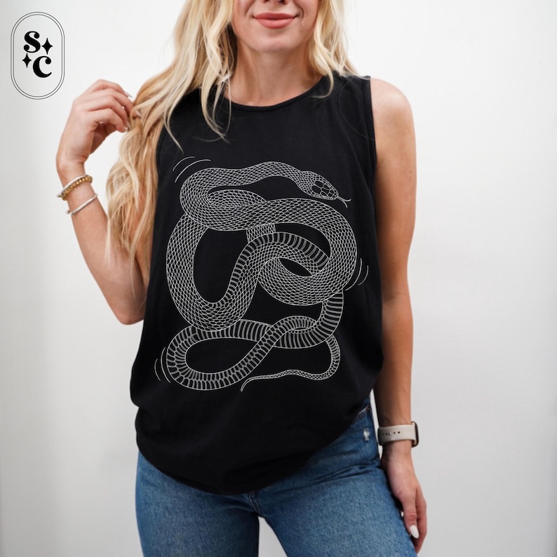 Yoga Tank, Snakes Shirt, Yogi Gift, Comfort Colors Tank Top, Meditation Shirt, Goth Tank Top, Goblincore Shirt, Whimsigoth Tee, Serpent Tshirt, Zen Clothes, Snake Lover Gift, ALT Clothes